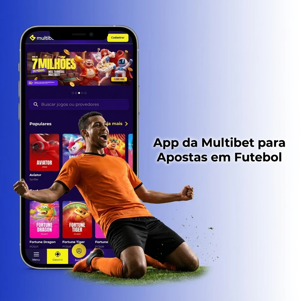 App da Multibet para apostas em futebol no smartphone, disponível para Android e iOS